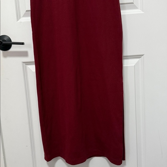 Calvin Klein Jeans Womens Ribbed Burgundy Midi Quarter Length Sleeve Dress Small - Picture 8 of 9
